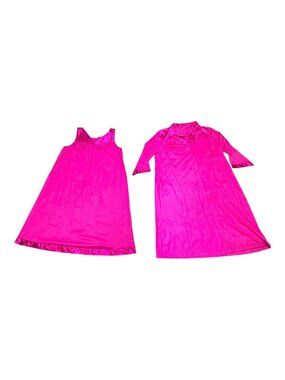 Vanity Fair Womens Vintage Pink Nightgown Robe Set Size Large Housecoat Pajamas